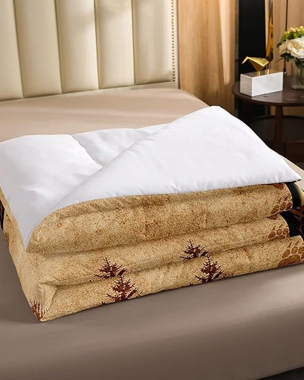 Bear Comforter Set Full Size Farmhouse Wild Animal Comforter Retro Bear Family Bedding Set for Kids Boys Girls Brown Bear Paws Duvet Set Rustic Bedroom Decor Quilted Set 3Pcs - LeafyLoom