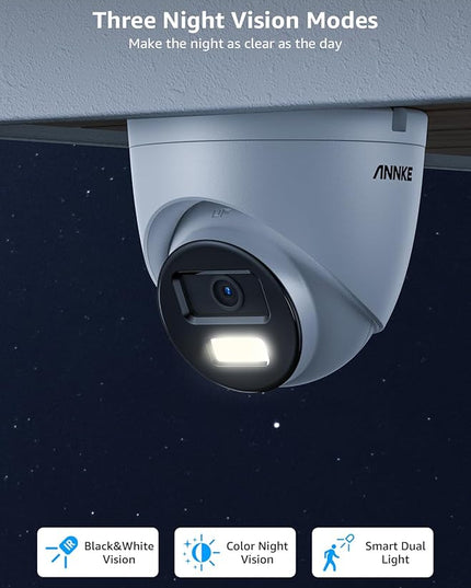 ANNKE C800 4Pcs Ultra HD 4K PoE Security Cameras with AI Human/Vehicle Detection, 8MP Turret IP Camera with Audio, Spotlight Color Night Vision, H.265+, IP67 Weatherproof, Support 512GB Micro SD ANNKE