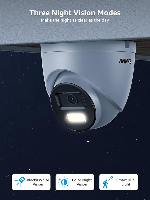 ANNKE C800 4Pcs Ultra HD 4K PoE Security Cameras with AI Human/Vehicle Detection, 8MP Turret IP Camera with Audio, Spotlight Color Night Vision, H.265+, IP67 Weatherproof, Support 512GB Micro SD ANNKE