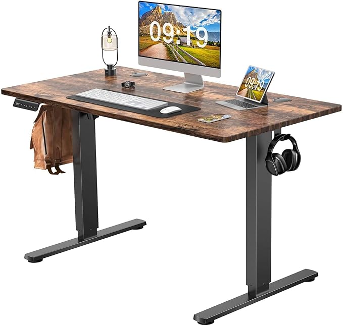 NicBex Home Office Desk 47'' x 23" Electric Height Adjustable Standing Desk Computer Desk Office Desk, Sit to Stand Ergonomic Computer Desk Adjustable Desk, Brown - LeafyLoom