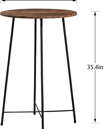 VECELO 23.6" Bar, Modern Bistro Pub Dining Room Furniture, Counter Height Wood Top for Breakfast Dinner Nap Conference, Easy Assembly,Brown, Round Table - LeafyLoom