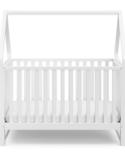 Storkcraft Orchard 5-in-1 Convertible Crib (White) – GREENGUARD Gold Certified, Canopy Style Baby Crib, Converts from Crib to Toddler Bed, Daybed and Full-Size Bed, Fits Standard Crib Mattress - LeafyLoom