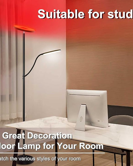 RGB Floor lamp,LED floor lamps for living room, super bright tall standing lamp with Remote &Touch control, Adjustable angle reading floor lamp for Bedroom office - LeafyLoom