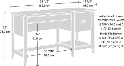 Sauder Summit Station Single Pedestal Desk, L: 52.09" x W: 19.29" x H: 29.02", Cinnamon Cherry Finish - LeafyLoom