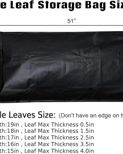 Table Leaf Storage Bag Padded 1 Pack, Heavy Duty Dining Table Leaf Bag, 48 x 16in Extra Thick Flannel Backing Interior/Exterior Dining Room Table Cover Protector, Scratch Resistant, Black - LeafyLoom