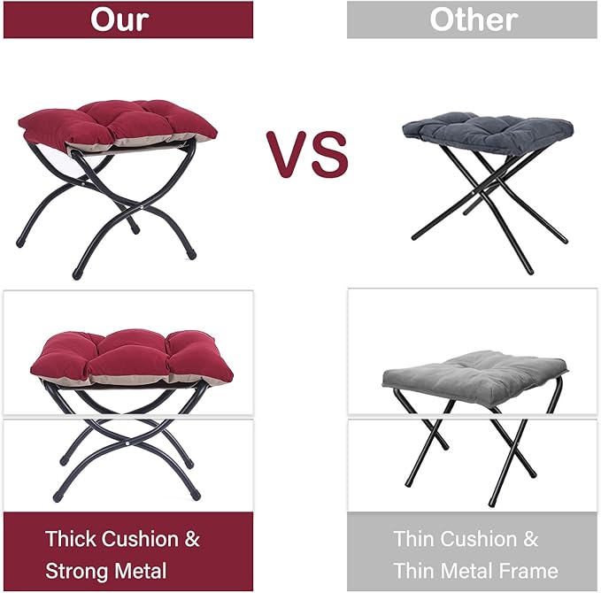LITA Lazy Chair with Ottoman, Modern Accent Leisure Upholstered Sofa Chair, Contemporary Lounge Reading Chair with Armrests and a Side Pocket for Living Room, Bedroom & Small Space, Burgundy - LeafyLoom