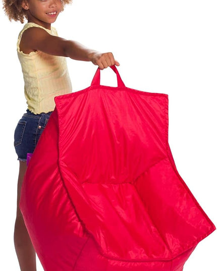 Posh Creations Bean Bag Chair Structured Comfy Seat Use for Gaming, Reading and Watching TV, Newport, Red - LeafyLoom