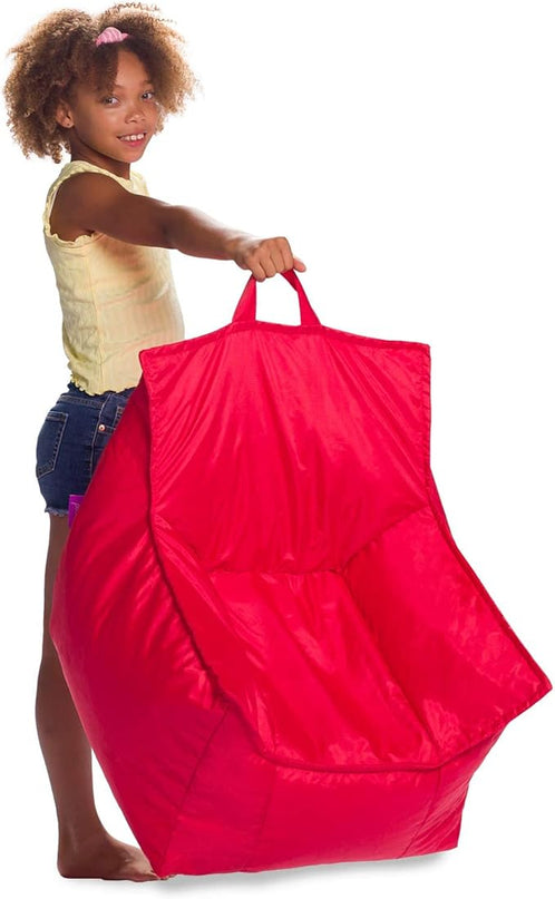 Posh Creations Bean Bag Chair Structured Comfy Seat Use for Gaming, Reading and Watching TV, Newport, Red - LeafyLoom