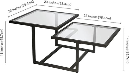 Henn&Hart 43" Wide Square Coffee Table in Blackened Bronze, Modern coffee tables for living room, studio apartment essentials - LeafyLoom