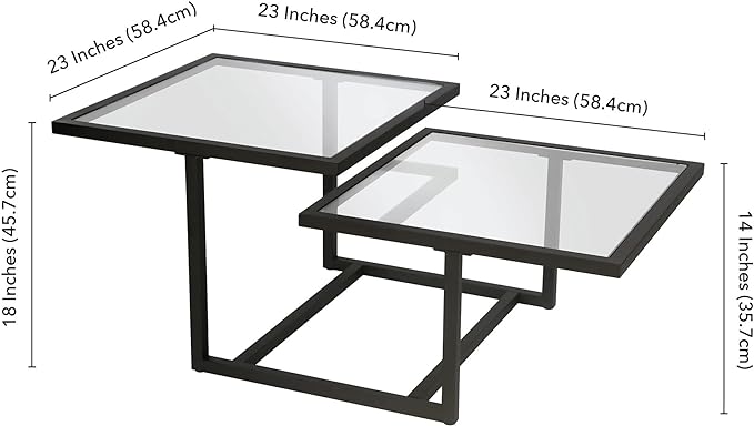 Henn&Hart 43" Wide Square Coffee Table in Blackened Bronze, Modern coffee tables for living room, studio apartment essentials - LeafyLoom