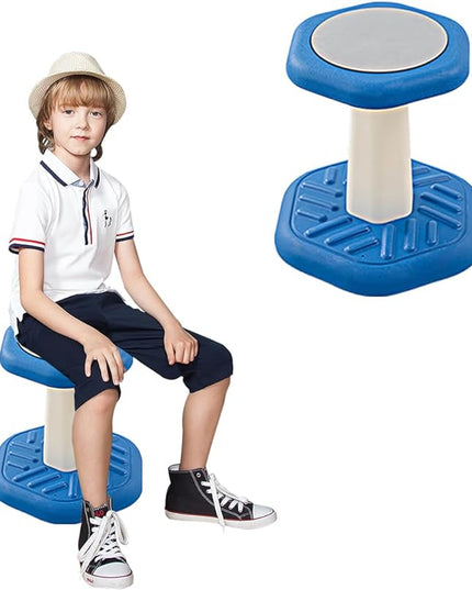 Active Chairs Kids Preschool Wobble Stool - Alternative Flexible Seating Balance Wiggle Stool for Classroom,Preschool,Kindergarten&Elementary School,Active Sensory Chairs,Ages3-8,Blue(14in) - LeafyLoom