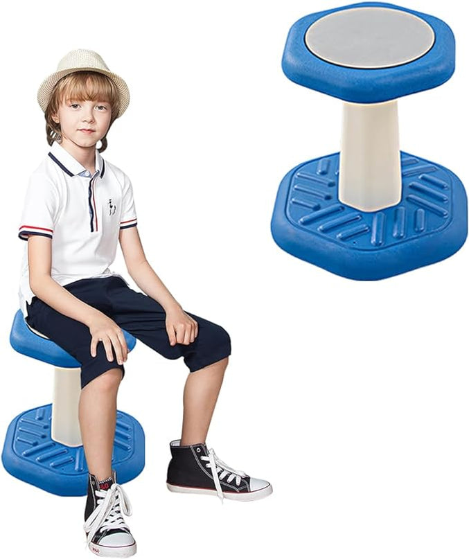 Active Chairs Kids Preschool Wobble Stool - Alternative Flexible Seating Balance Wiggle Stool for Classroom,Preschool,Kindergarten&Elementary School,Active Sensory Chairs,Ages3-8,Blue(14in) - LeafyLoom