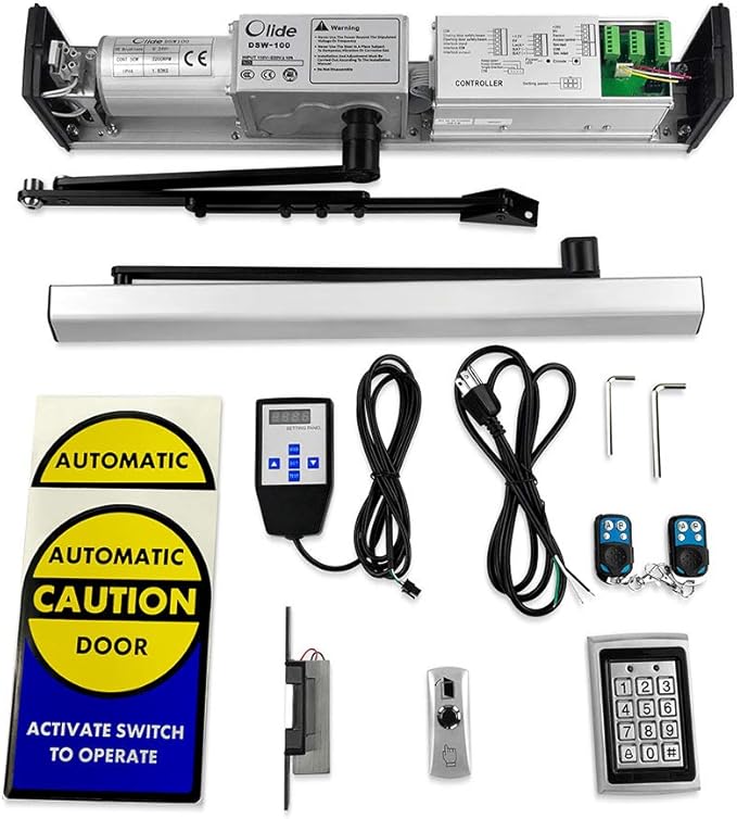 Olideauto Electric Can Opener for Disabled+550LBS Electric Strike+Waterproof Metal Access Keypad+Metal Push Switch Olideauto
