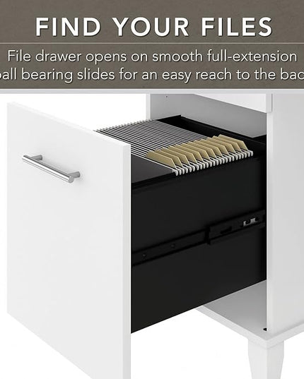 Bush Furniture Somerset 72W Office Desk with Drawers and Hutch in White - LeafyLoom