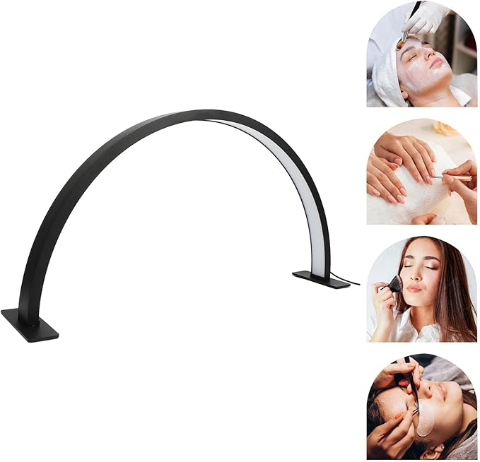 Half Moon LED Light for Nail, 3000-6000K Dimmable Half Moon Nail Desk Lamp with Touch Key, 35W Half Moon Fill Light with Lamp Holder for Lash Extension Beauty Tattoo Live Steaming - LeafyLoom