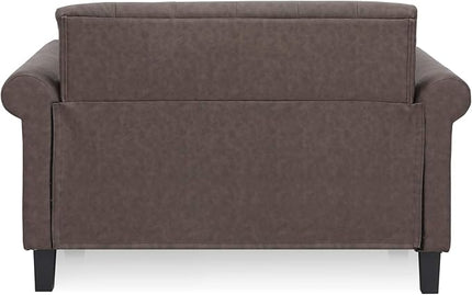 Furinno Bastia Vintage Modern Chesterfield Button Tufted Loveseat/Sofa Couch for Living Room, Brown Faux Leather - LeafyLoom