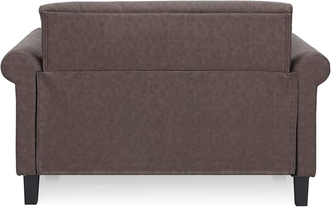 Furinno Bastia Vintage Modern Chesterfield Button Tufted Loveseat/Sofa Couch for Living Room, Brown Faux Leather - LeafyLoom
