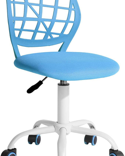 FurnitureR Kids Desk Chair, Small Office Chair Armless Adjsutable Swivel Task Chair with Soft Cushion for Study Kids Teens Child, Blue - LeafyLoom