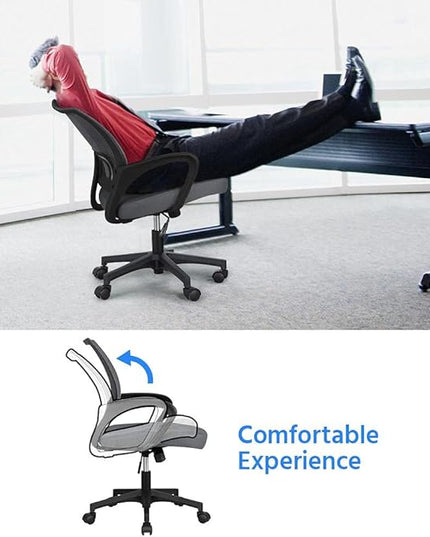 Yaheetech Office Chair Mid Back Executive Task Swivel Rolling Gaming Lumbar Support Modern Desk Computer Ergonomic Mesh Embody Chair Rolly Study Chair with Armrests, Dark Grey - LeafyLoom