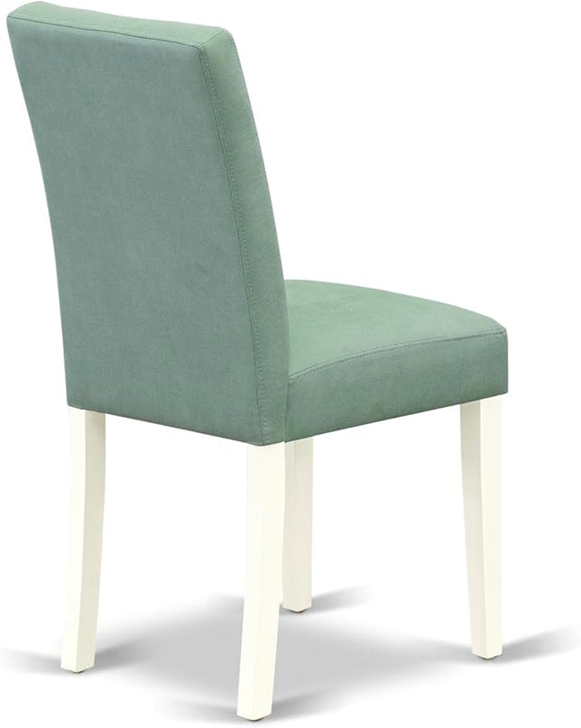 East West Furniture ANAS5-LWH-43 Antique 5 Piece Dinner Set Contain A Wooden Table and 4 Willow Green Linen White Kitchen Chairs with Stylish Back, Finish, 36x36 Inch - LeafyLoom