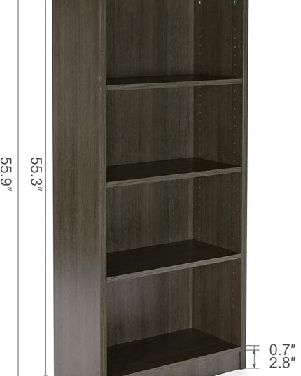 Sunon 4 Shelf Wood Bookcase Freestanding Display Shelf Adjustable Layers Bookshelf for Home Office Library Small Narrow Space (Grey, 4-Layers) - LeafyLoom