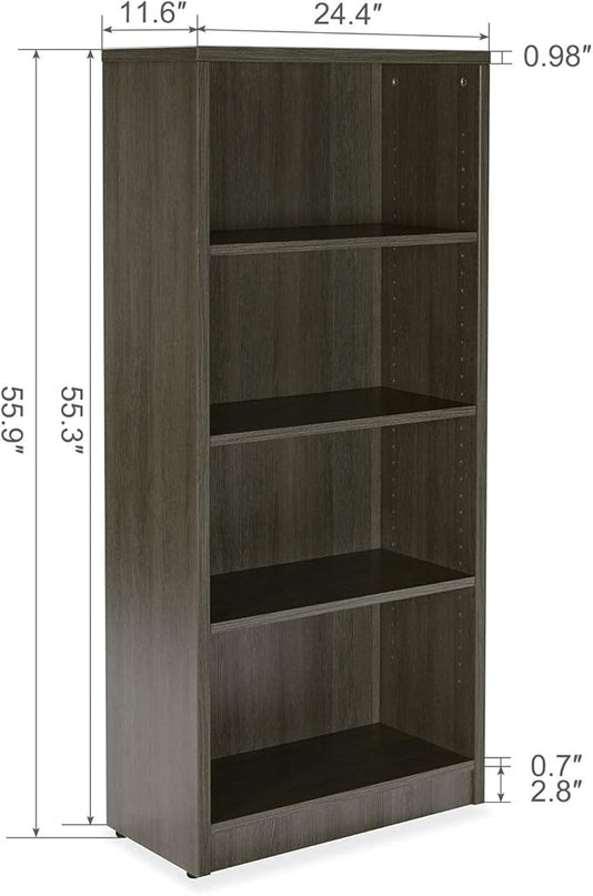 Sunon 4 Shelf Wood Bookcase Freestanding Display Shelf Adjustable Layers Bookshelf for Home Office Library Small Narrow Space (Grey, 4-Layers) - LeafyLoom