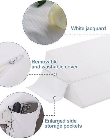 Limthe Bed Wedge Pillow for Headboard King Size,Bed Gap Filler Adjustable,Mattress Gap Filler,Foam Triangle Bloster Pillow Stopper Fill Gap (0-7") Between Headboard/Wall and Mattress White 76"x10"x6" - LeafyLoom