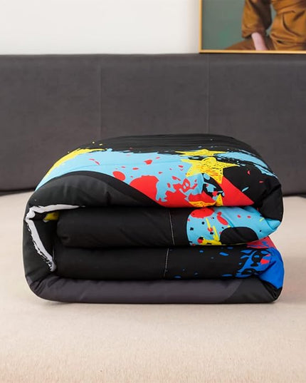 Gamer Bedding Sets for Girl Gaming Comforter Sets Twin Size Rainbow Tie Dye Bedroom Decor Teens Boy Kids Gamepad Bed Set Modern Game Controller Quilt Bedding - LeafyLoom