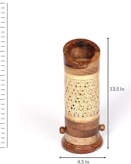 Bamboo and Wooden Table Lamp (Brown) Pack of 1 - LeafyLoom