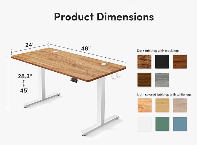 FEZIBO Electric Standing Desk, 48 x 24 Inches Height Adjustable Stand up Desk, Sit Stand Home Office Desk, Computer Desk, Light Rustic - LeafyLoom