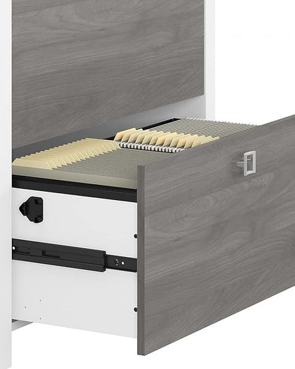 Office by kathy ireland Echo 2-Drawer Lateral File Cabinet, Letter/Legal, Pure White/Modern Gray, 32-inch (KI60502-03) - LeafyLoom