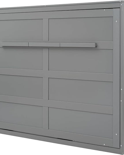 Merax Modern Farmhouse Solid Wood Murphy Cabinet Bed, No Box Spring Needed/Easy Assemble/Queen,Gray - LeafyLoom