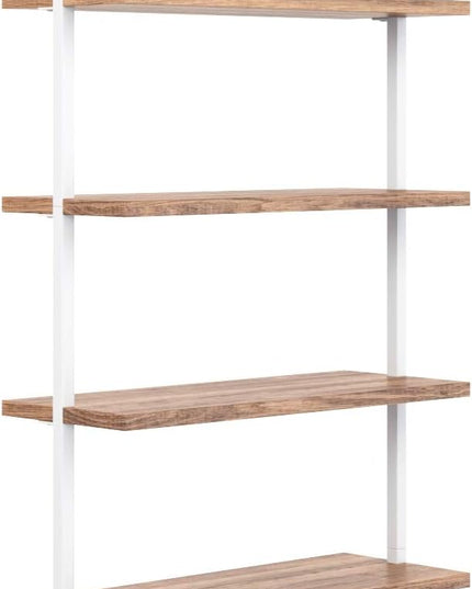 Nathan James Theo 6-Shelf Tall Bookcase, Wall Mount Bookshelf with Natural Wood Finish and Industrial Metal Frame, Rustic Oak/White - LeafyLoom