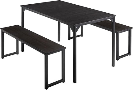 Allewie Modern 3-Piece Dining Table Set for 4, Sturdy Metal Frame Structure, Space-Saving for Kitchen/Dining Room/Living Room/Studio, Black/Black - LeafyLoom