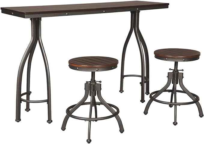 Signature Design by Ashley Odium Urban Counter Height Dining Table Set with 2 Bar Stools, Gray - LeafyLoom