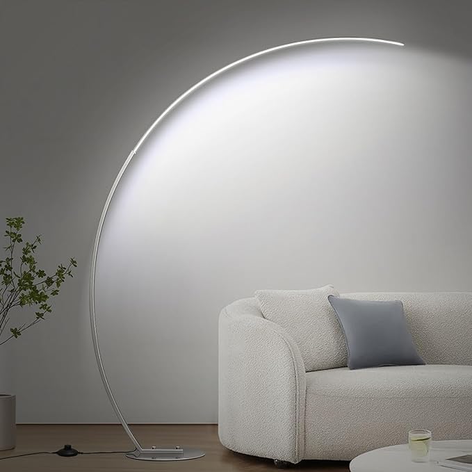 Dimmable LED Floor Lamp with 3 Color Temperatures, Ultra Bright 2000LM Brushed Nickel Arc Floor Lamps for Living Room, Modern Tall Lamp with Remote Control Reading Floor Lamp for Bedroom Office - LeafyLoom