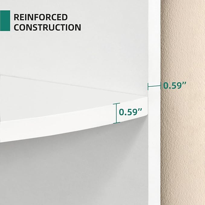 YITAHOME 5-Tier Corner Shelf, 70.8" Tall Modern Free Standing Corner Bookshelf, 5 Shelf Display Corner Bookcase and Bookshelves,Wooden Open Storage Book Shelves for Living Room, Home Office, White - LeafyLoom