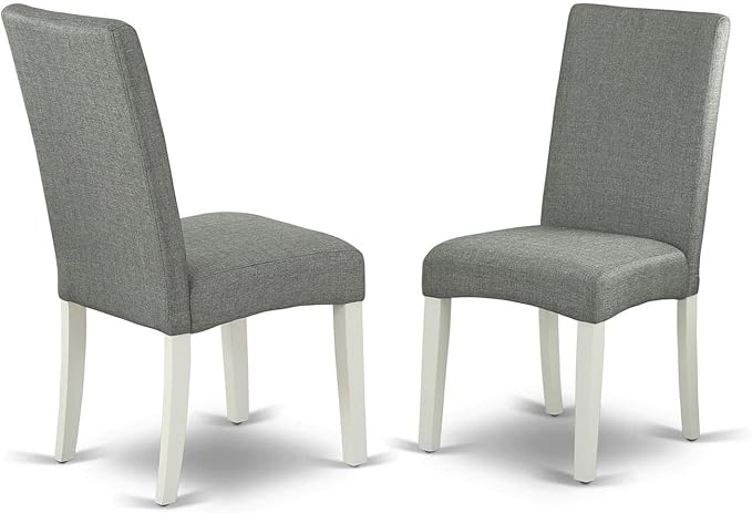 East West Furniture SHDR5-LWH-07 5 Piece Kitchen Set Includes a Round Room Table with Pedestal and 4 Gray Linen Fabric Parson Dining Chairs, 42x42 Inch - LeafyLoom