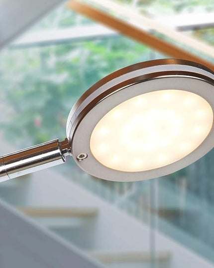 Brightech Orion Arc Floor Lamp for Living Room, Tree Floor Lamp with 5 Adjustable Arms, Multi-Head Standing Lamp with Flexible Rotating LEDs for Bedroom, Dorm - Bright Hanging Lighting - Satin Nickel - LeafyLoom