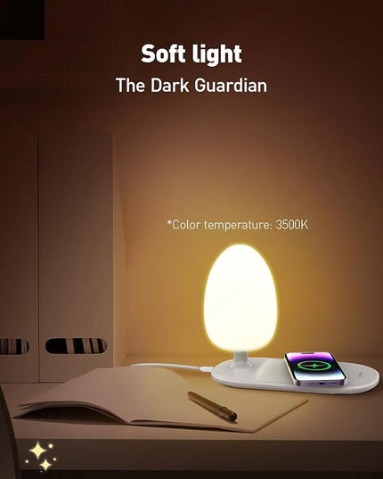 LDNIO Bedside Lamp with Wireless Charger, Desktop lamp with Wireless Fast Charger LED Desk Lamp with Dimable Touch Control Night Light with Wireless Charger Perfect for Gift, White - LeafyLoom