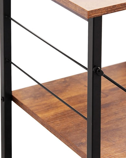 sogesfurniture 3-Tier Kitchen Baker's Rack Utility Shelf Microwave Oven Stand Storage Cart Workstation Shelf 3-Tier Kitchen Utility Cart on Wheels with Storage, Rustic Brown - LeafyLoom