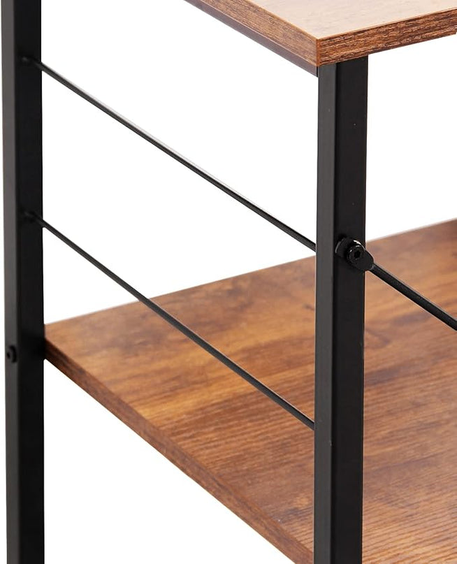 sogesfurniture 3-Tier Kitchen Baker's Rack Utility Shelf Microwave Oven Stand Storage Cart Workstation Shelf 3-Tier Kitchen Utility Cart on Wheels with Storage, Rustic Brown - LeafyLoom