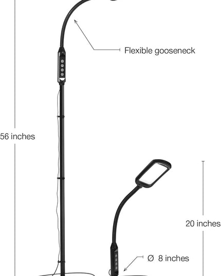 Brightech Litespan 2-in-1 LED Floor & Desk Lamp, Adjustable Height, Shades, Neck, Esthetician Light for Lashes, Portable Gooseneck Standing Lamp for Living Room, Dorm, Table - LeafyLoom