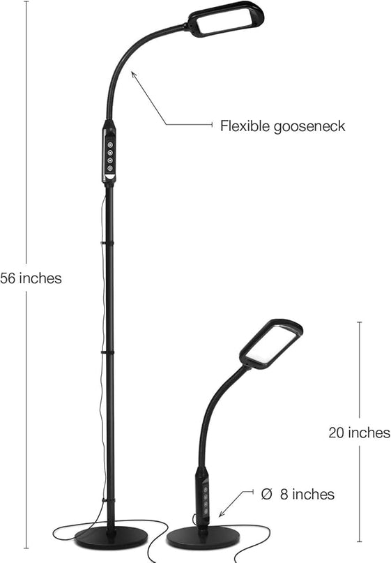Brightech Litespan 2-in-1 LED Floor & Desk Lamp, Adjustable Height, Shades, Neck, Esthetician Light for Lashes, Portable Gooseneck Standing Lamp for Living Room, Dorm, Table - LeafyLoom