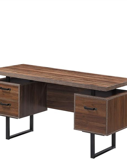 NicBex Laik-DW-00005-DX Desks, 59" W x 23.6" D x 30" H, Brown - LeafyLoom