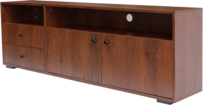 NicBex TV Stand for 65 Inch TV Farmhouse TV Media Console Table with Solid Wood Gandle Cabinets Entertainment Center with Storage for Living Room,63 Inch,Rosewood - LeafyLoom