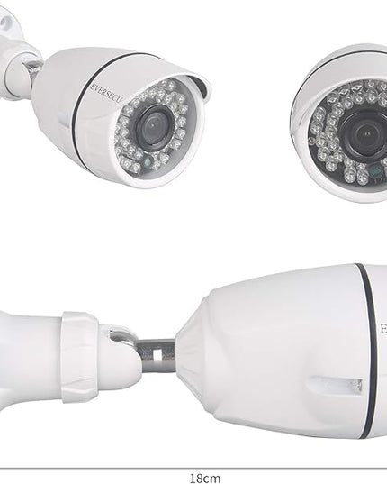 Eversecu 4 Channel Security Camera System 1080P Lite DVR and (4) 2.0MP 1080P Weatherproof Cameras Support Night Vison Weatherproof, Motion Alert, Smartphone, PC Easy Remote Access (NO HDD Included) EVERSECU