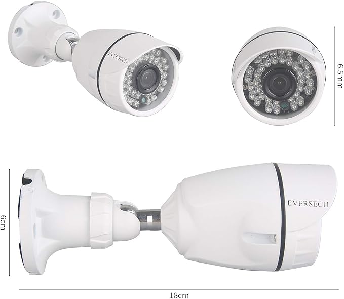 Eversecu 4 Channel Security Camera System 1080P Lite DVR and (4) 2.0MP 1080P Weatherproof Cameras Support Night Vison Weatherproof, Motion Alert, Smartphone, PC Easy Remote Access (NO HDD Included) EVERSECU