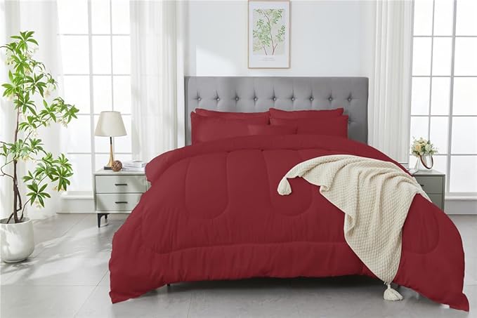 3 Piece Solid Color All Season Bedding Comforter Set Microfiber Soft Lightweight Bedding Set for Kids Teens Adults Room Decor with 1 Comforter and 2 Pillowcases Full - LeafyLoom