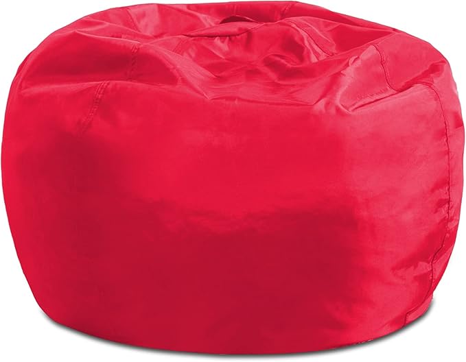 Posh Creations Structured Comfy Seat for Playrooms and Bedrooms, Large Bean Bag Chair, 100in Round Classic Bean Bag, Red - LeafyLoom